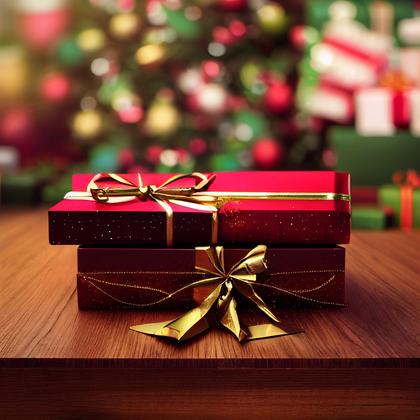 Elegant Festivity: 35 Christmas Gift Box Designs Set on Wooden and Marble Floors