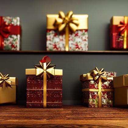 Exploring 45 Festive Christmas Gift Box Designs on Wooden Backgrounds