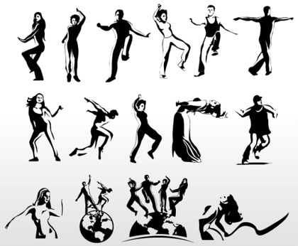 Aerobic Art Dancer Vector Silhouettes Collection