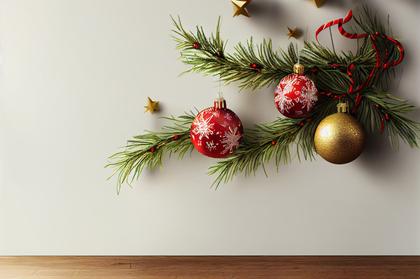 Festive Delight: 35 Top-View Christmas Balls and Fir Tree Branches for Your Winter Wonderland Creations