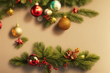 Elevate Your Designs with 50 Top-View Christmas Balls and Fir Tree Branches: Free High-Resolution JPG Images