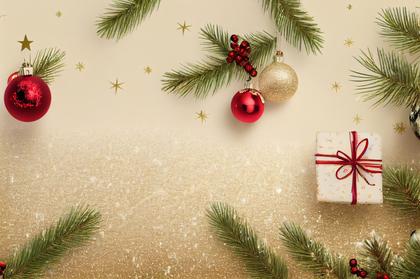 Elevate Your Designs with 50 Top-View Christmas Balls and Fir Tree Branches: Free High-Resolution JPG Images