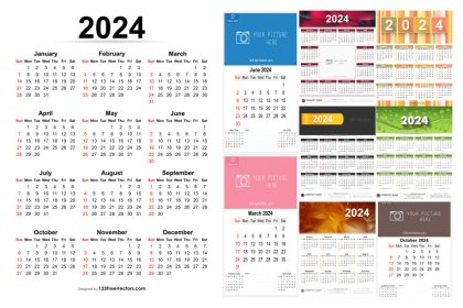 2024 Wall Calendar Templates: 48 Free Printables and Editable Ai Vectors