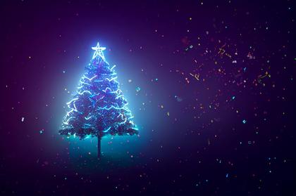 Neon Christmas Tree Greeting Card Background