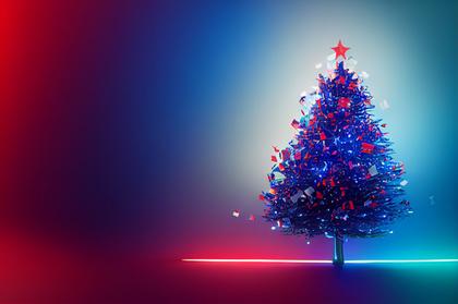 Neon Christmas Tree Greeting Card Background