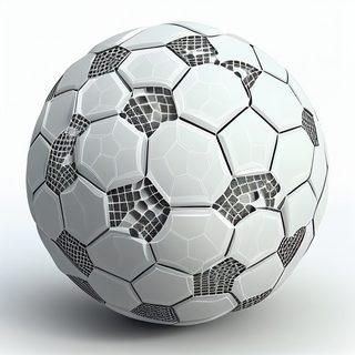 White Soccer Ball With Black Recessed Geometric Mesh Panels