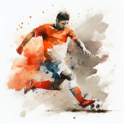 Soccer Football Player Watercolor Painting