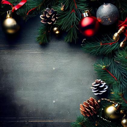 Winter Elegance: 40 Top-View Christmas Balls and Fir Tree Branches for Your Perfect Holiday Design
