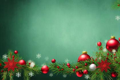 Christmas Card Background with Fir Branches and Ball Ornaments Image