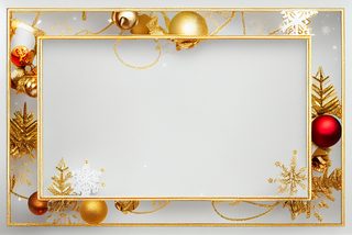 Elegant Gold Frame Border with Christmas Ornaments and Red Bauble