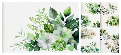 Lush Elegance: 15 Watercolor Green Flower Backgrounds
