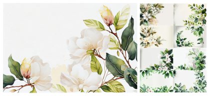 Graceful Green: Watercolor Flower Card Backgrounds