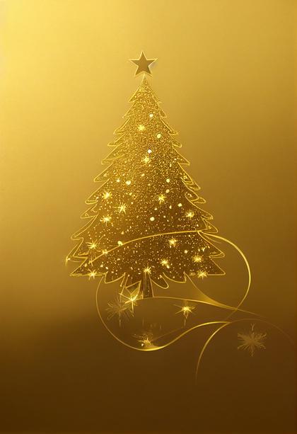 Gold Christmas Tree Background Image