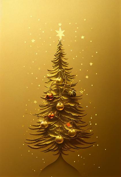 Gold Christmas Tree Background Image