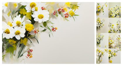Blossoms in Harmony: 12 Yellow and White Flower Card Background Designs