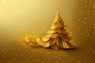 Golden Foliage Christmas Tree with Sparkles