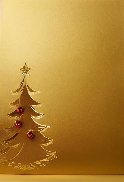 Gold Christmas Tree Greeting Card Background