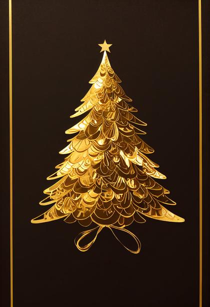 Gold Christmas Tree Greeting Card Background Image
