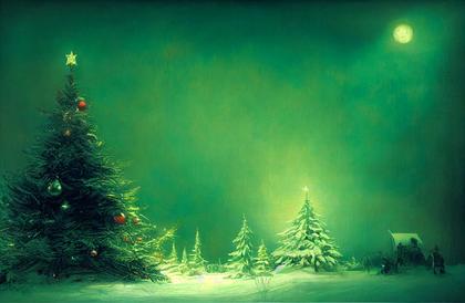 Green Christmas Tree Greeting Card Background