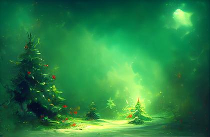 Green Christmas Tree Greeting Card Background Image