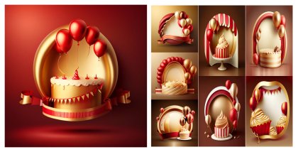 Red and Gold Elegance: A Birthday Card Background Collection