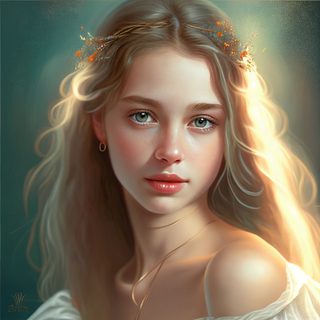 Young Girl With Blonde Hair And A Delicate Floral Crown