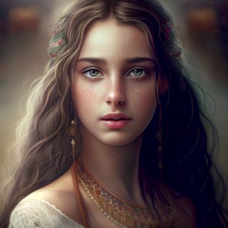 Portrait of a Young Woman with Ornate Hair Accessories