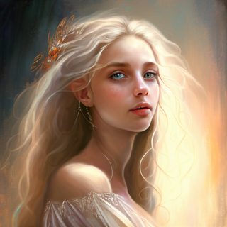 Ethereal Portrait Of A Blonde Woman With A Golden Hairpin