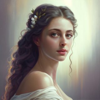 Graceful Young Woman with White Floral Hair Ornament