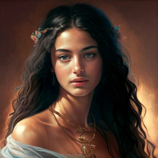 Portrait of a Young Woman with Dark Wavy Hair 94