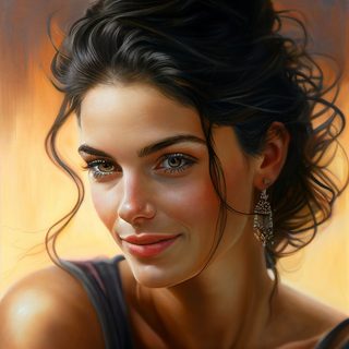 Portrait Of A Woman With Silver Earrings And Golden Lighting