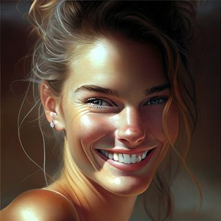 Portrait of a Smiling Woman with Warm Lighting