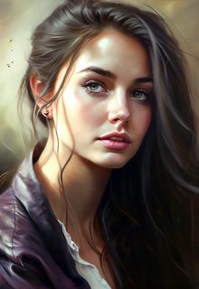 Portrait Of A Young Woman With Dark Hair And Earrings
