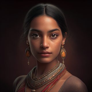 Indian Woman With Elaborate Gold Jewellery And Dark Hair