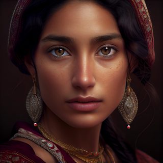 Portrait of an Indian Woman Wearing Traditional Gold Drop Earrings