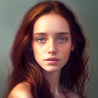 Auburn-Haired Woman Portrait with Heterochromia Eyes