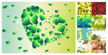 Diverse Palettes of Passion Green & Beige Heart Designs
