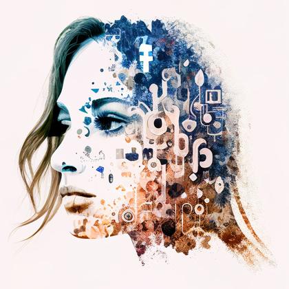 Woman with Social Media Icons