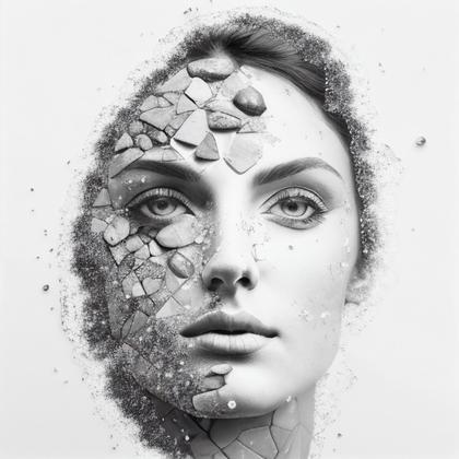 Woman Face Covered with Pebbles Image