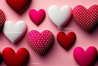 Pink Red and White Heart Stencil Background