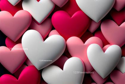 Pink Red and White Heart Stencil Background
