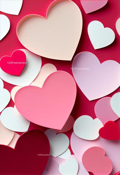 Pink Red and White Heart Stencil Background