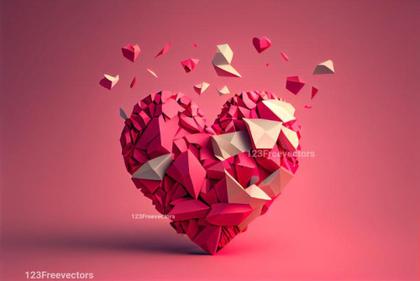 Exploding Polygonal Heart Valentines Background
