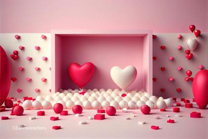 3D Valentines Day Greetings White Background