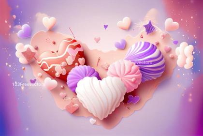 Valentines Holiday Background Greeting Card with Hearts