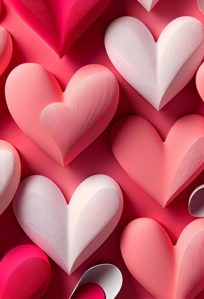 Pink Red and White Heart Stencil Background