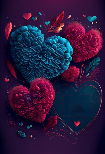 Valentines Day Holiday Greeting Card Background with Hearts