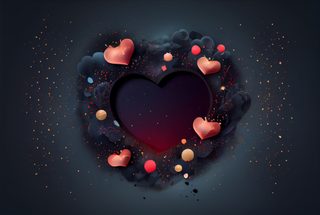 Dark Romantic Heart Frame with Floating Metallic Accents