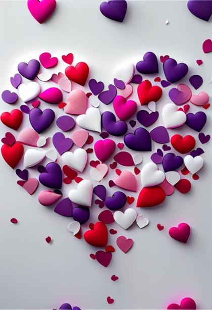 Free Download Valentines Day Theme Red Pink and Purple Hearts on White ...