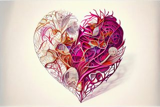 Vibrant Abstract Heart Art with Intertwined Organic Forms